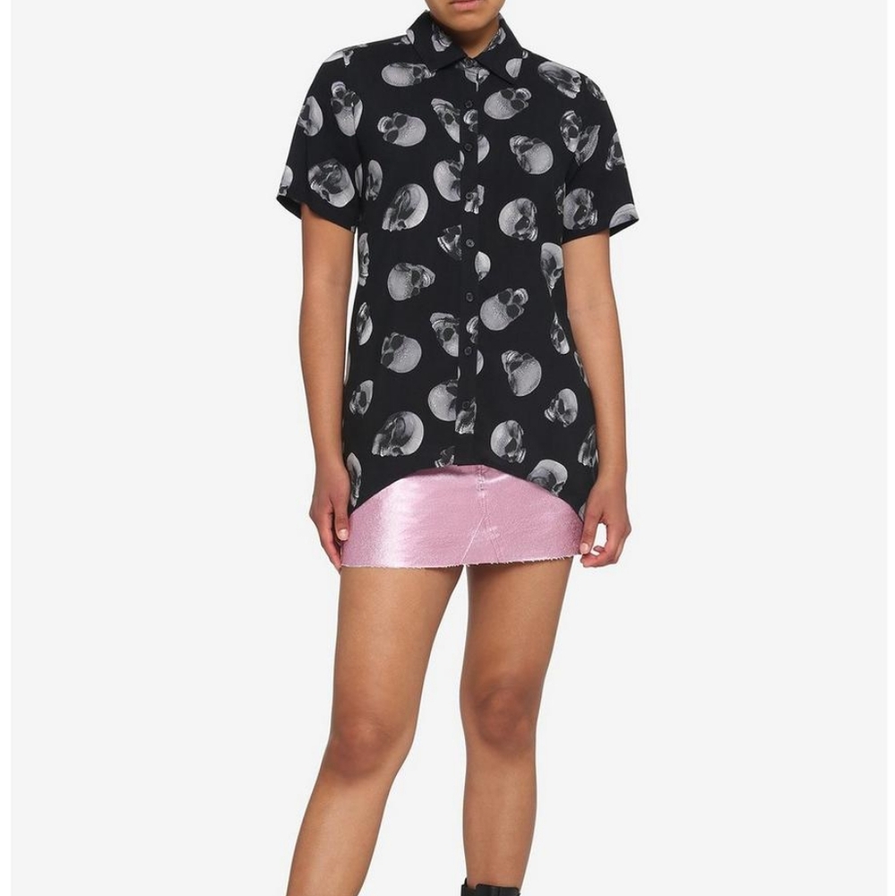 Skull Shark Bite Girls Woven Button-Up